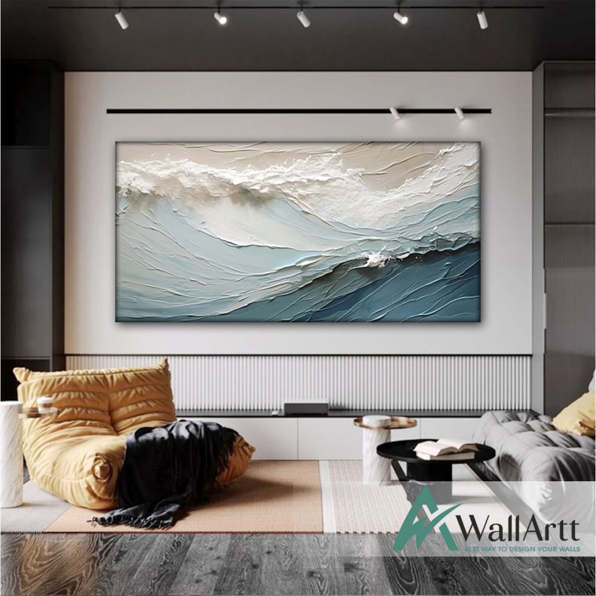 Abstract Waves II 3D Heavy Textured Partial oil Painting